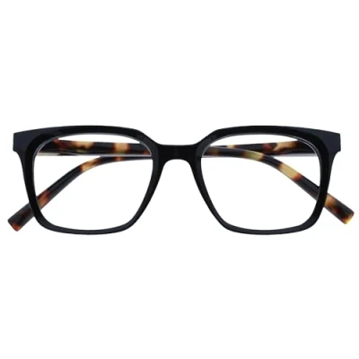Image de OPULIZE KOI Lunettes de Lecture Large Monture Rectangulaire Élégante Coloris Noir Hommes Femmes Charnières à Ressorts R50 1 +3.00