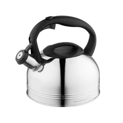 Image de FLORINA Bouilloire Inox (1,9 l) I Theiere Induction ANTER à Sifflet avec Poignée en Bakélite Automatique pour Thé &amp; Café Adaptée Tous Types de Foyers Argent