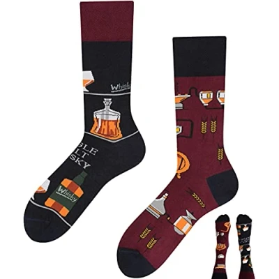 Image de TODO Colours Fantaisie Chaussettes Rigolotes Homme motif Femme drôle et multicolore (Whisky, numeric_39)