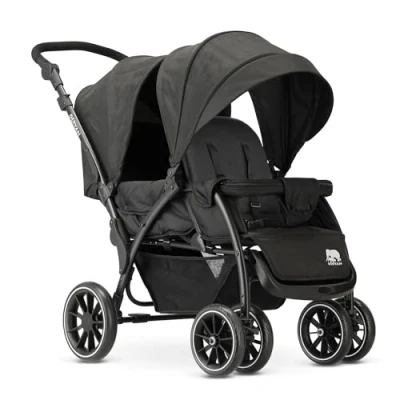 Image de Deryan Elena Poussette Duo Tandem pour Enfants Double Duett avec Harnais 5 points et Ajustable à 4 ans (Noir)