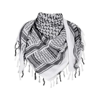 Image de TRIXES Écharpe Shemagh Noir et blanc, style désert, Kufiya, keffiyeh, ghutrah, hattah, 100 % coton, convient pour le paintball, les jeux de rôle, dunes Bashing, taille XL, , XL