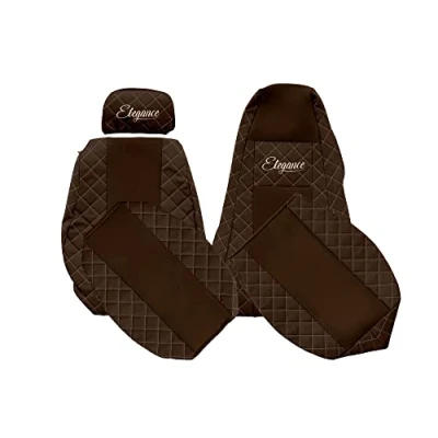 Image de F CORE Housses de Siege Camion compatibilité pour Scania G P R 01.05 12.16 Intégré conducteur Appuie tête réglable Passager Marron