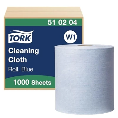 Image de Tork 510204 Chiffon de nettoyage multi usages Premium, compatible avec le système W1 / un pli 380m x 42,8cm 1 bobine Bleu