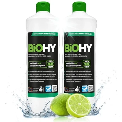 Image de BiOHY Détergent pour lave vaisselle (2 x 1l Bouteille) SANS PHOSPHATES concentré la gastronomie brillance grâce à une formule exceptionnelle (Geschirrreiniger)