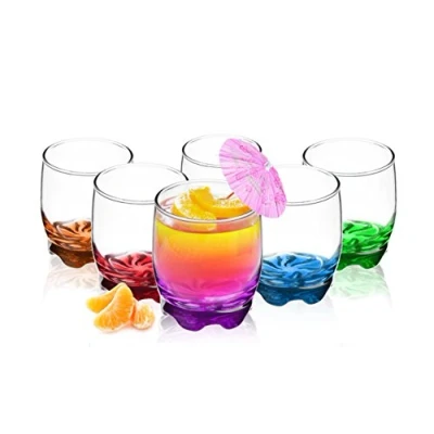Image de Sendez Lot de 6 verres à eau, jus fruits, fond coloré, 250 ml, passent au lave vaisselle