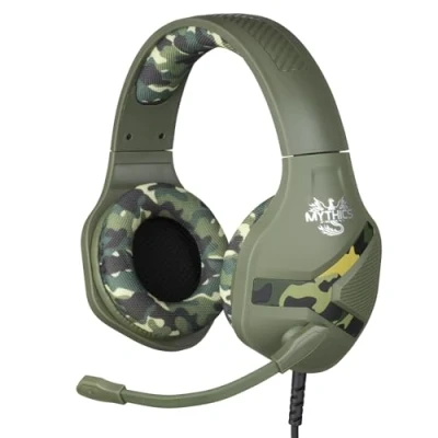 Image de Konix Mythics Casque Gaming Filaire Nemesis PS4, PS5, Switch et Xbox Microphone Câble 1,5 m Prise Jack 3,5 mm Motif Camouflage Vert Kaki