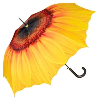 Image de VON LILIENFELD Parapluie Canne Grand Robuste Ouverture Automatique Résistant au Vent Fleur Tournesol