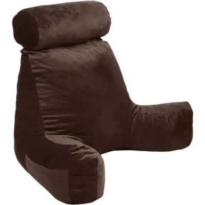 Image de Bananair Coussin de Lecture Doux et Confortable Soutien Dorsale Optimale Accoudoirs Pratiques Assise Ergonomique Oreiller Lecture, Fauteuil (Chocolat)