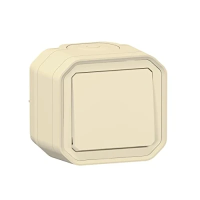 Image de LEGRAND Interrupteur Mural Etanche Simple ou Va et vient 10A Plexo Commande d&#039;Éclairage Complète Prête à Installer Pose En Apparent Fabriqué France Sable, Beige
