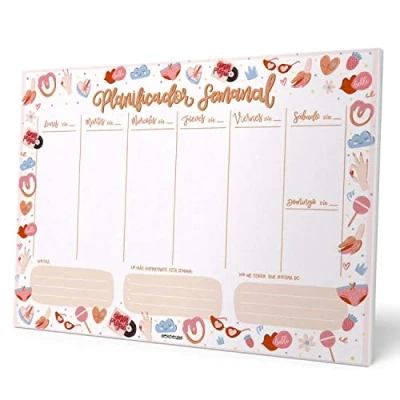 Image de Grupo Erik Bloc Notes A4 Merchezafor, Version Espagnole, Semainier Sous Main Bureau, Planner Hebdomadaire Papeterie de To Do List, Blocs Mémo, Fournitures Scolaires