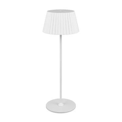 Image de Reality Leuchten Suarez R57706131 Lampe de table LED d&#039;extérieur à batterie en métal blanc mat avec 4 1,5 W, touches tactiles, station charge