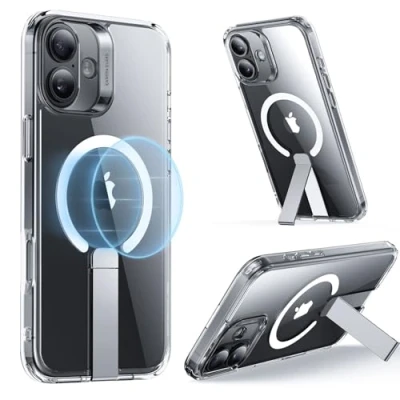 Image de ESR Coque pour iPhone 16 Plus à Béquille, Commande de l’Appareil Photo, Compatible avec MagSafe, Magnétique Plus, Support Réglable, Protection Qualité Militaire, Transparente
