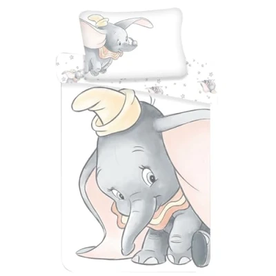 Image de JFabrics Dumbo Grey Parure de lit pour bébé 2 pièces 100% Coton Dimensions : 100 x 135 cm, 40 60 cm Certifié Öko Tex Standard