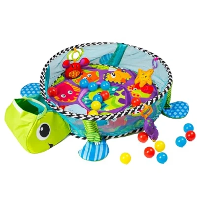 Image de Tapis d&#039;Éveil COIL avec Arche de Jeu, d&#039;Éveil, Couverture d&#039;Aventure, Ramper, Jouet, 30 Balles Incluses, Fonction Parc, Dès la Naissance D&#039;eveil Bebe (Tortue)