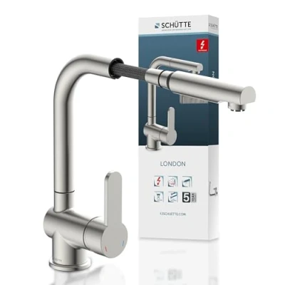 Image de Schütte 79729 Robinet de Cuisine London, Acier Inoxydable, Basse Pression
