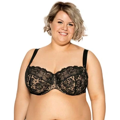Image de Gaia 534M Chantal élégant joli soutien gorge non rembourré fabriqué en UE, 120D, noir beige