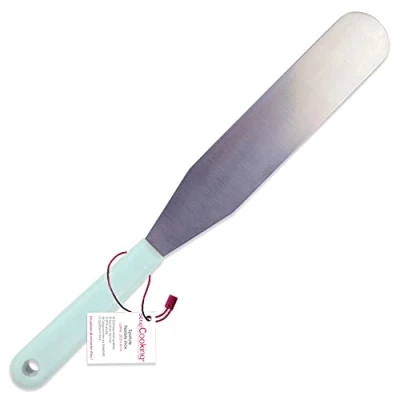 Image de SCRAP COOKING 5174 Spatule Plate Flexible INOX 32 cm Ustensile Pâtisserie Gâteau Cuisine Accessoire Cake Design Glaçages Chocolat Crêpes Vert d’Eau, Multicolore, x 4 1,6