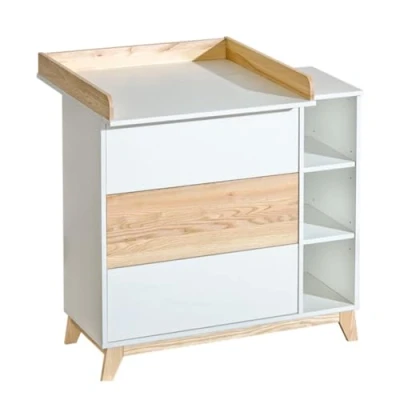 Image de ATB Table a Langer Bebe NORDIK Commode Chambre Enfant Compacte Meuble de Rangement Réalise Complete avec Un Lit Tables à Plan