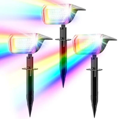 Image de Linkind Lampe Solaire Exterieur, Lumiere Eclairage Ultra Longue Durée, 60 LEDs Spot Exterieur 800lm, IP67 pour Jardin, Chemin. Multicolore