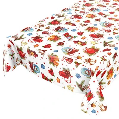 Image de Anro Nappe en toile cirée lavable, Motif coccinelle et trèfle, 100 x 140 cm