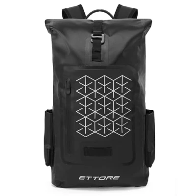 Image de Ettore Sac à Dos Vélo 100% Imperméable Roll Top Noir Echo Réfléchissant 30L