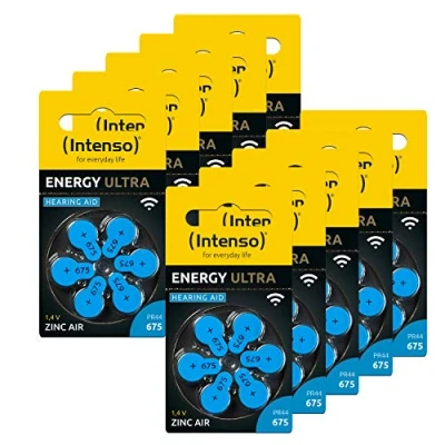 Image de Intenso Energy Ultra 7504446MP Lot de 60 Piles PR44, pour appareils auditifs, Bleues, Type 675, 10 Lots 6