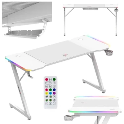 Image de Bureau PC Gaming HUZARO Hero 3.3 RVB Éclairage LED Tapis de Souris XXL Organisateur câbles