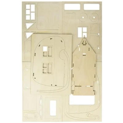 Image de Rayher 62858505 Kit bois cadre motif 3D Caravane, 40 pcs, nature