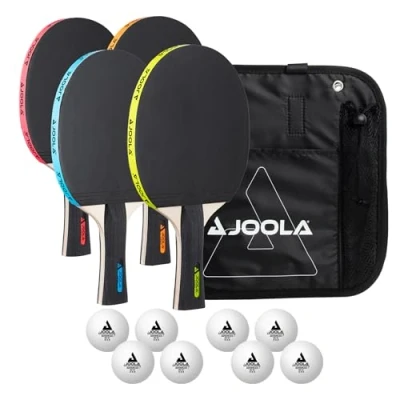 Image de JOOLA Set de tennis table avec 4 raquettes table, balles et sac transport (fluo)
