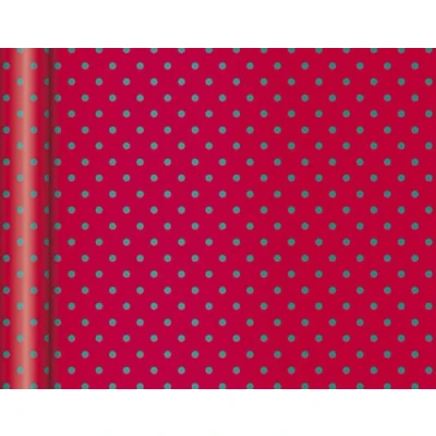Image de Clairefontaine 223885C Un Rouleau De Papier Cadeau Affiche 80g 5mx35cm (Spécial Petite Largeur) Motif : Pois Vert/Fond Rouge Emballage Cadeau, Idéal Pour Petits Emballages