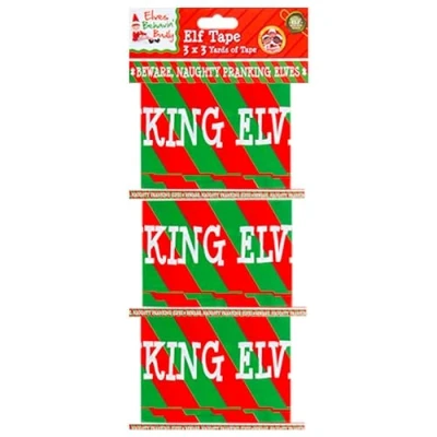 Image de Elves Behaving Badly Lot de 3 Rubans adhésifs imprimés festifs Motif Elfe Rouge, Vert et Blanc 2,74 m x 8 cm Qualité supérieure Design accrocheur Parfait Artisanat