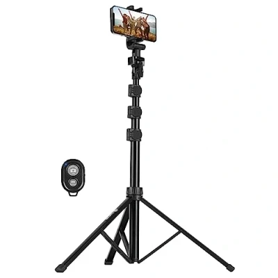 Image de TARION Trépied de téléphone Extensible avec Support Serrage pour Smartphone et télécommande Bluetooth Enregistrement vidéo Streaming en Direct Vlogging TPP Lite