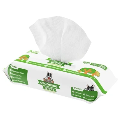 Image de Lingettes nettoyantes Pogi&#039;s 100 Chiffons désodorisant pour Chiens biodégradables, Parfum de thé Vert, Naturelles