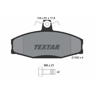Image de TEXTAR 2166201 Jeu de plaquettes frein non préparé pour indicateur d&#039;usure avec vis d&#039;étrier SKODA: FELICIA 1, 2 Kombi