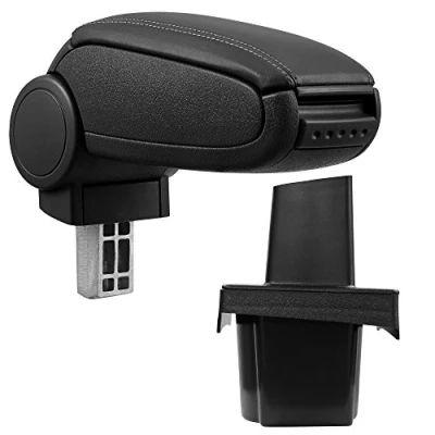 Image de pro.tec Accoudoir Central avec Compartiment rembourré Cuir synthétique Noir des Coutures Noirs