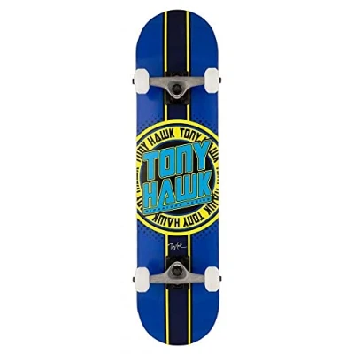 Image de Tony Hawk SS 180+ Logo Skateboard complet Bleu/jaune 19,1 cm de large