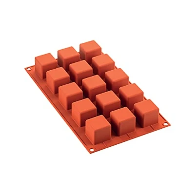 Image de silikomart 26.105.00.0065 Moule en Silicone Forme de Cube, Rouge Brique, 29,5 x 17,5 1,5 cm