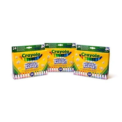 Image de CRAYOLA Stock de 3 Sets 24 feutres Pointe Maxi, encres lavables, pour l&#039;école et Les Loisirs, Couleurs Assorties, 7461