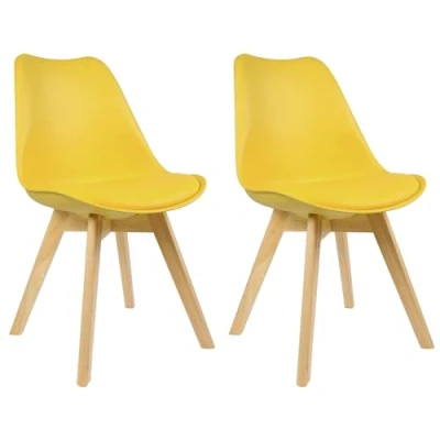 Image de WOLTU 2 Chaises de Salle à Manger Cuisine/Salon chaises,Design en Similicuir et Bois Massif,Jaune BH29gb