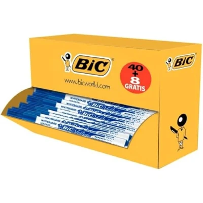 Image de BIC 922648 Effaçables à Sec Feutres, 1.5mm Pointe Ogive, Bleu, Lot de 48