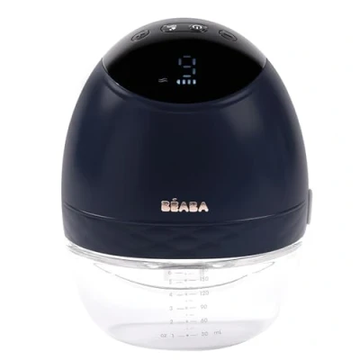 Image de BÉABA, Tire lait electrique Mains libre, Léger, Compact, 3 Modes, 9 Niveaux, 0 Ondes, Silencieux, Grande Contenance 180mL, Minuterie, Fonction Mémoire, 6 séances, Charge USB C, Night blue