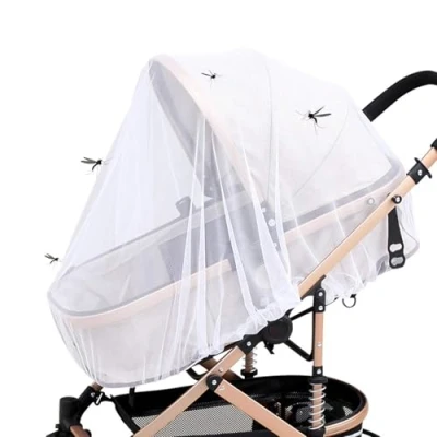 Image de GeekerChip Moustiquaire Poussette Universelle,Moustiquaire Bebe,Filet Anti Moustique,Insecte et Guêpe,Tissu à Mailles Fine,Protection Fine Résistante,pour Landau, Auto siège, Lit Parapluie(Blanc)