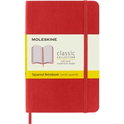 Image de Moleskine Classic Squared Paper Notebook, Soft Cover and Elastic Closure Journal, Color Scarlet Red, Size Pocket 9 x 14 A6, 192 Pages