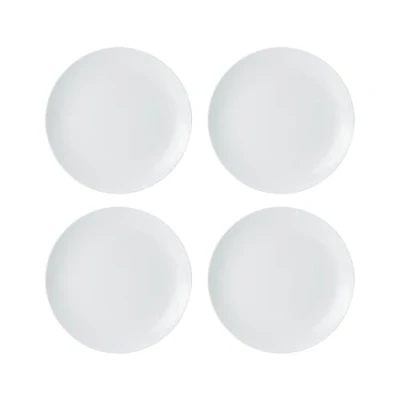 Image de Mikasa Chalk Set d&#039;assiettes d&#039;appoint en porcelaine 4 pièces, 4x assiettes blanche pour tous les jours et occasions, 21cm Résiste au micro ondes a