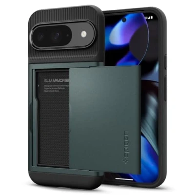 Image de Spigen Slim Armor CS Coque [Porte Cartes intégré] Compatible avec Google Pixel 9 / Pro Vert