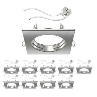 Image de ledscom.de 10 pièces cadre d&#039;encastrement au plafond RIR chromé mat carré (LED/halogène/MR16/50mm) douille GU5.3 incluse