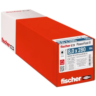 Image de fischer Vis de charpente PowerFast FPF II CTP 8,0x280 revêtement zingué, Filetage partiel, tête fraisée avec Empreinte Torx/Boîte 50