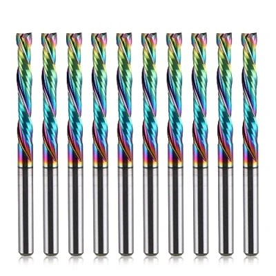 Image de Revêtement EU_HOZLY DLC, coupe UP Down, 2 flûtes, outil de fraisage en carbure spiralé, fraiseuse CNC, compression, tige 3,175 mm, diamètre CEL 22 mm