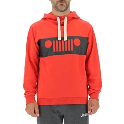 Image de JEEP O102565 R699 J Man Hooded Sweatshirt Grille Print J22W Mars Red/Black L