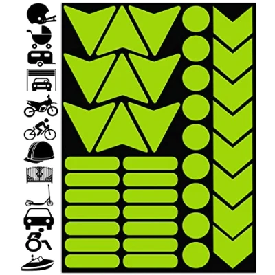 Image de Biomar Labs Lot de 40 autocollants réfléchissants Haute visibilité Vert fluo Jaune Étanche nuit Universel D 81